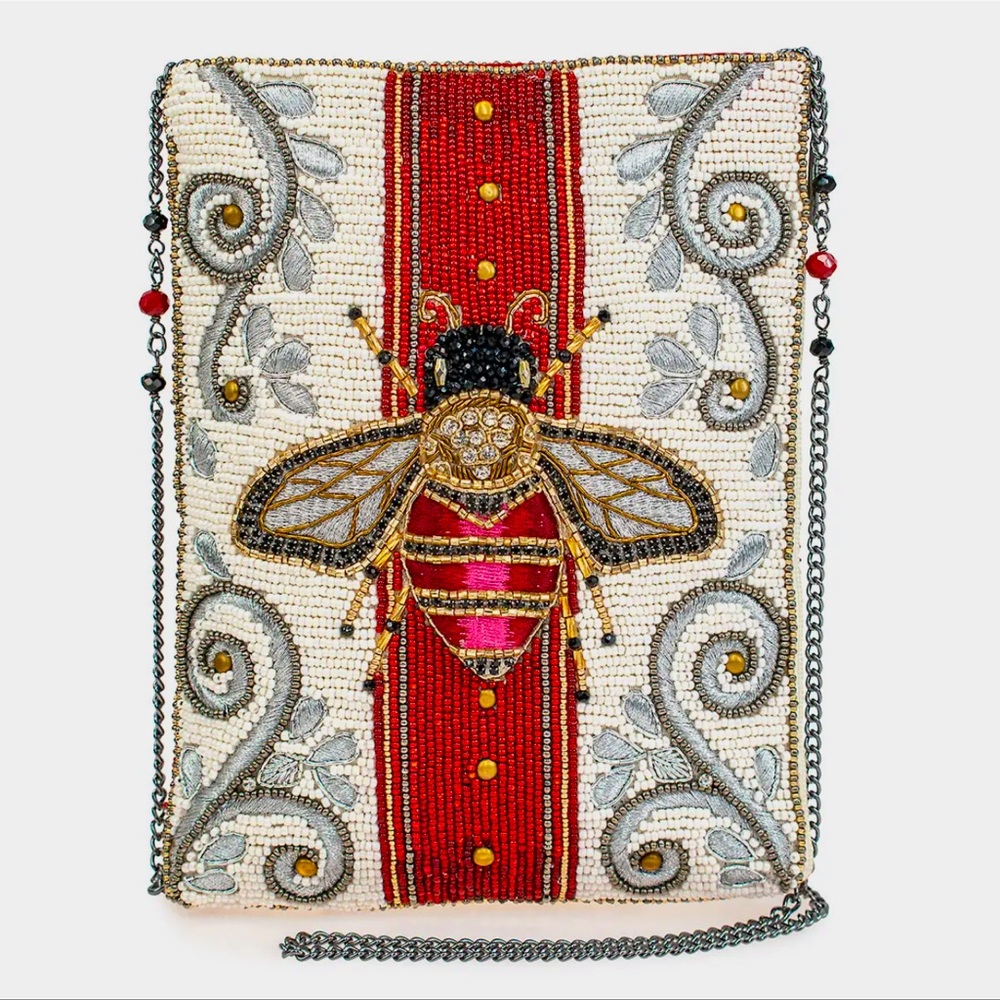 Mary Frances - Royal Bee Beaded Mini Crossbody Handbag